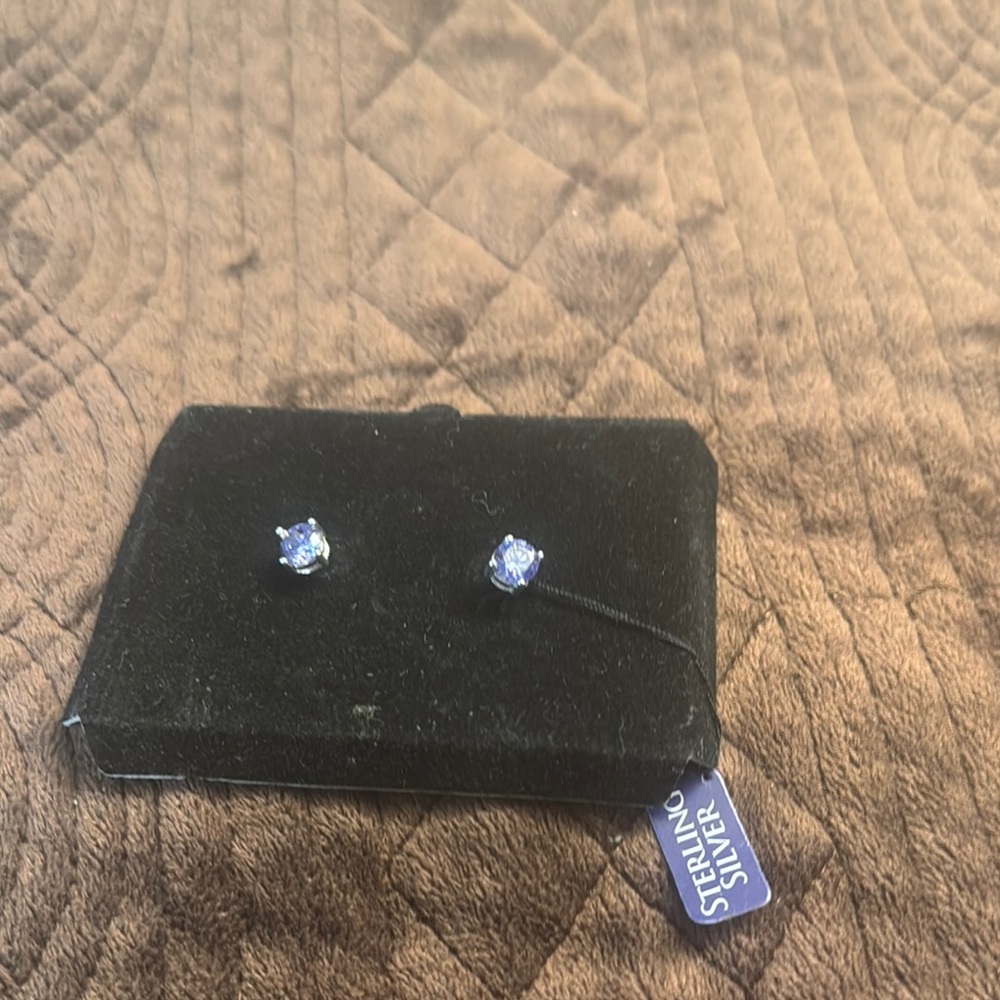 Sterling Silver Blue Stud Earrings